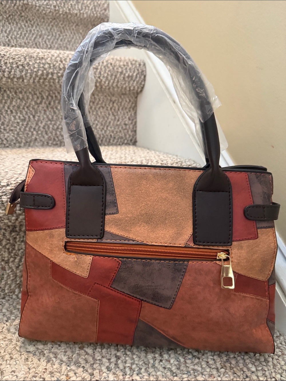 3pc Patchwork Print Handbag Set - Picture 5 of 7